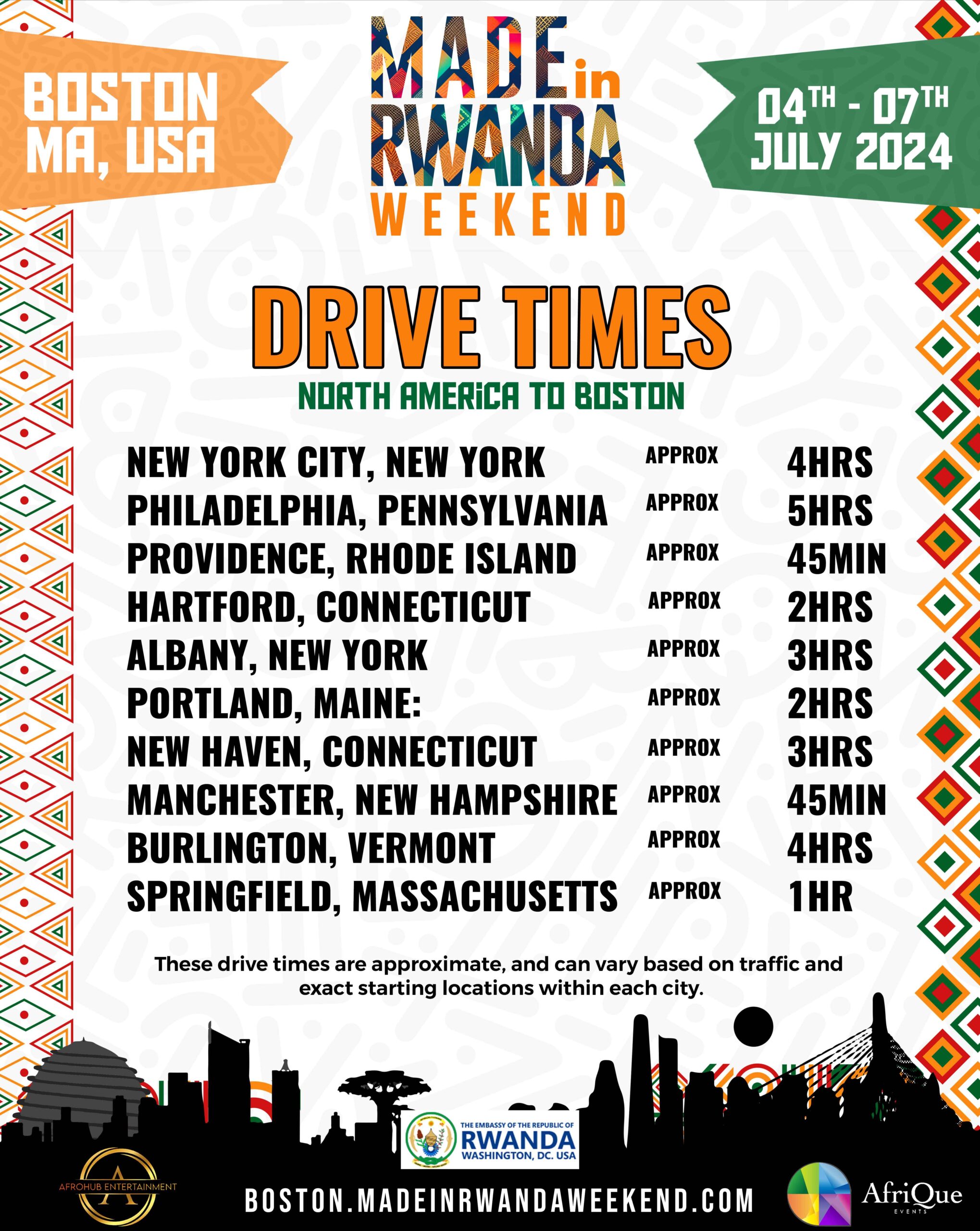 Drive times Made In Rwanda Wkend