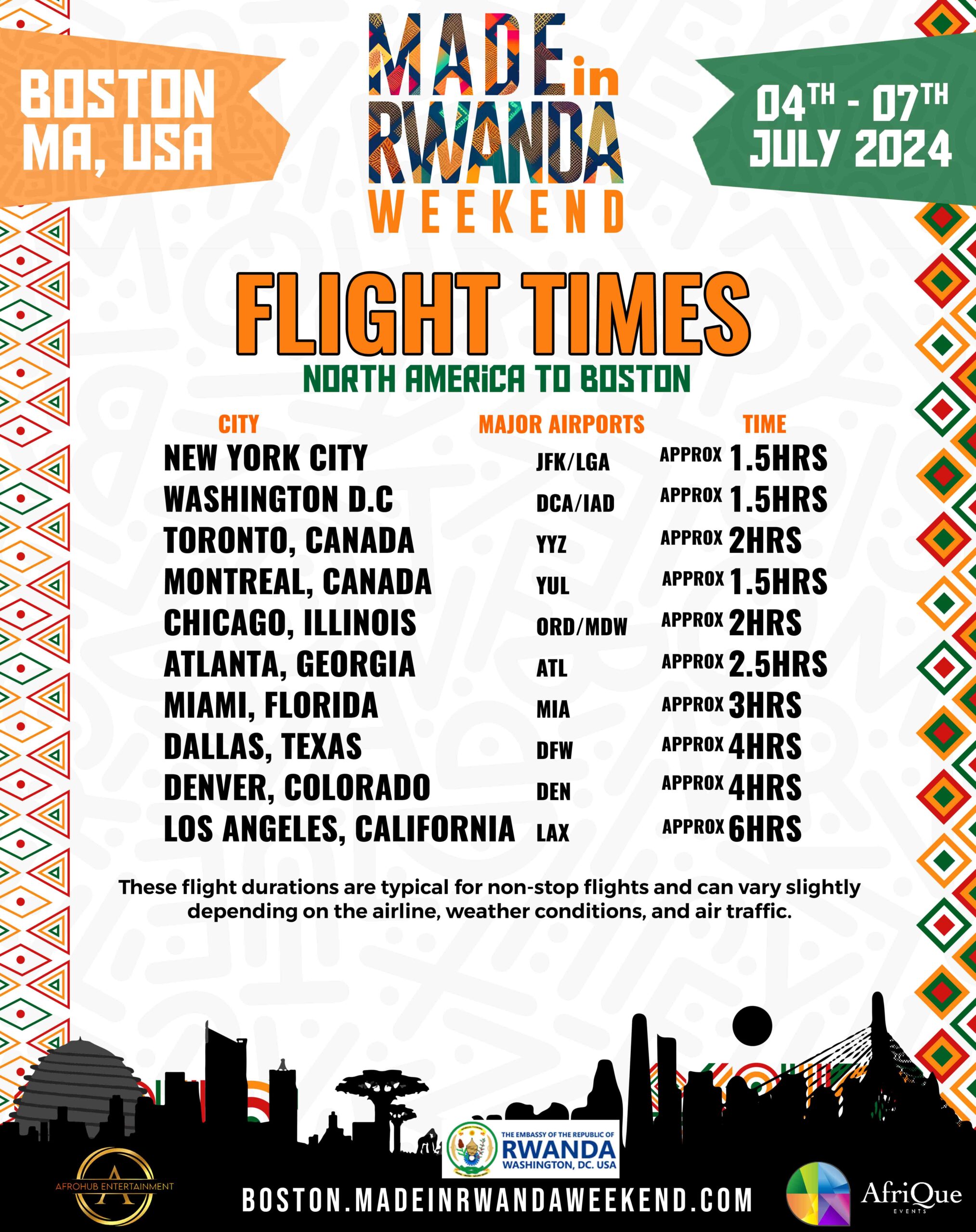 Flight times Made In Rwanda Post